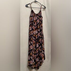 Maurices Floral Black and Orange Midi Dress